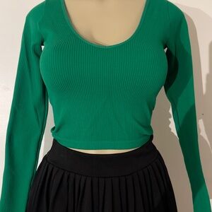 Stradivarius Emerald Ribbed Crop Top